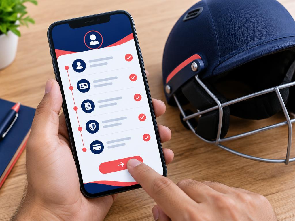Step-by-step online cricket ID registration on a mobile phone